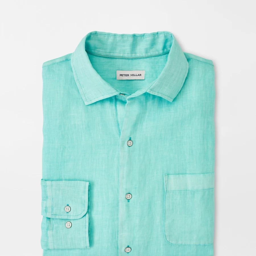 Peter Millar Men's Coastal Garment-Dyed Linen Sport Shirt for Summer Comfort