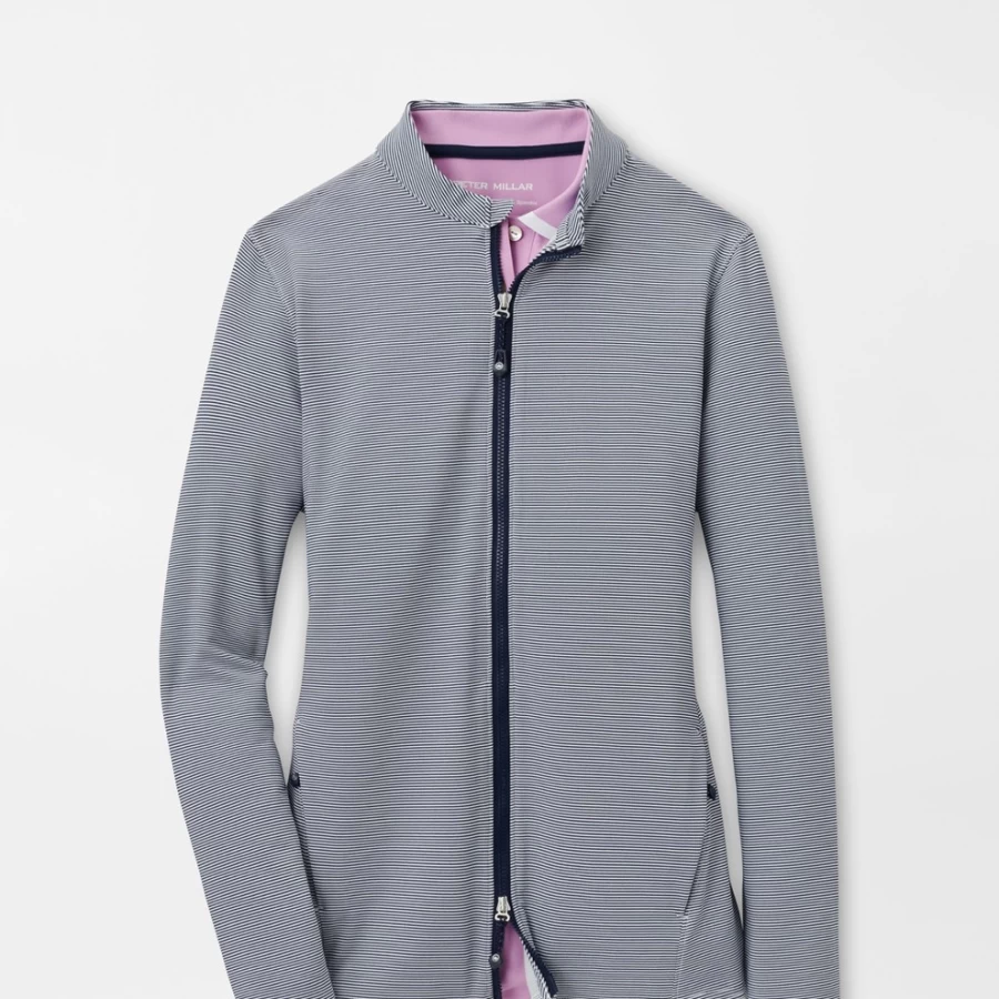 Peter Millar Women's Katy Sugar Stripe Full-Zip Layered Sweater