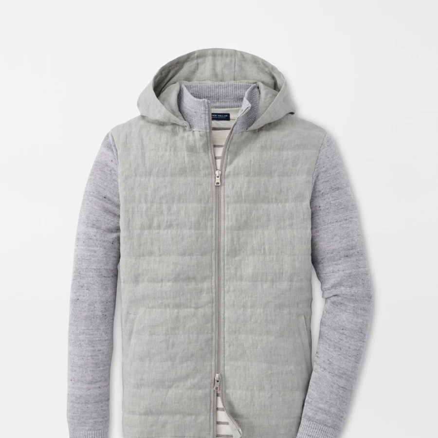 Peter Millar Men's Journeyman Linen Hooded Bomber Jacket