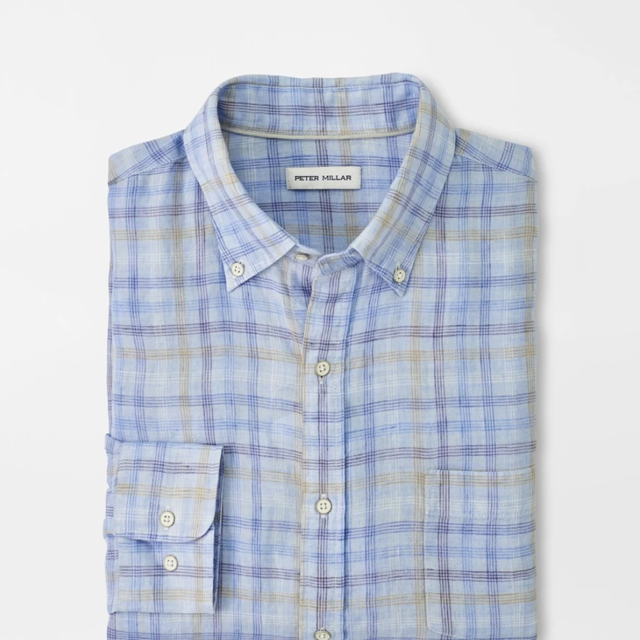 Peter Millar Men's Beachwood Linen Sport Shirt – Lightweight Summer Casual Button-Down