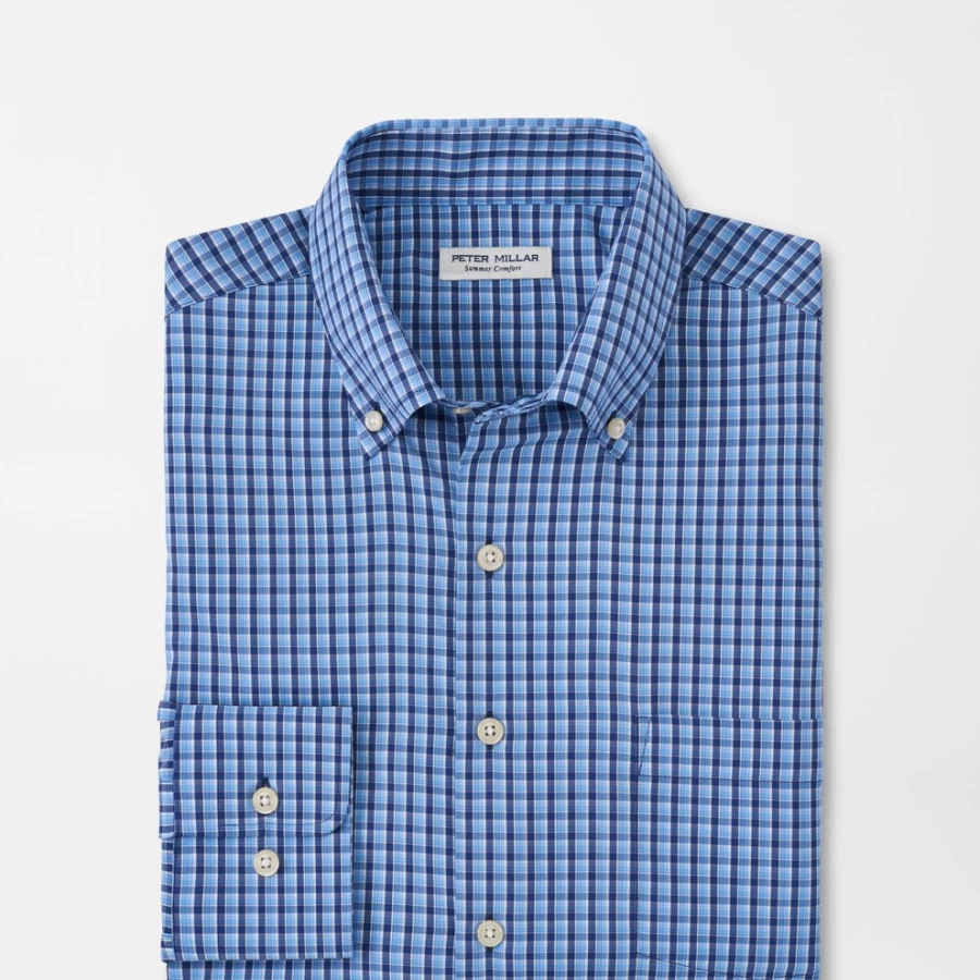 Peter Millar Men's Ashbury Performance Twill Sport Shirt - Moisture Wicking Golf & Casual Button-Down