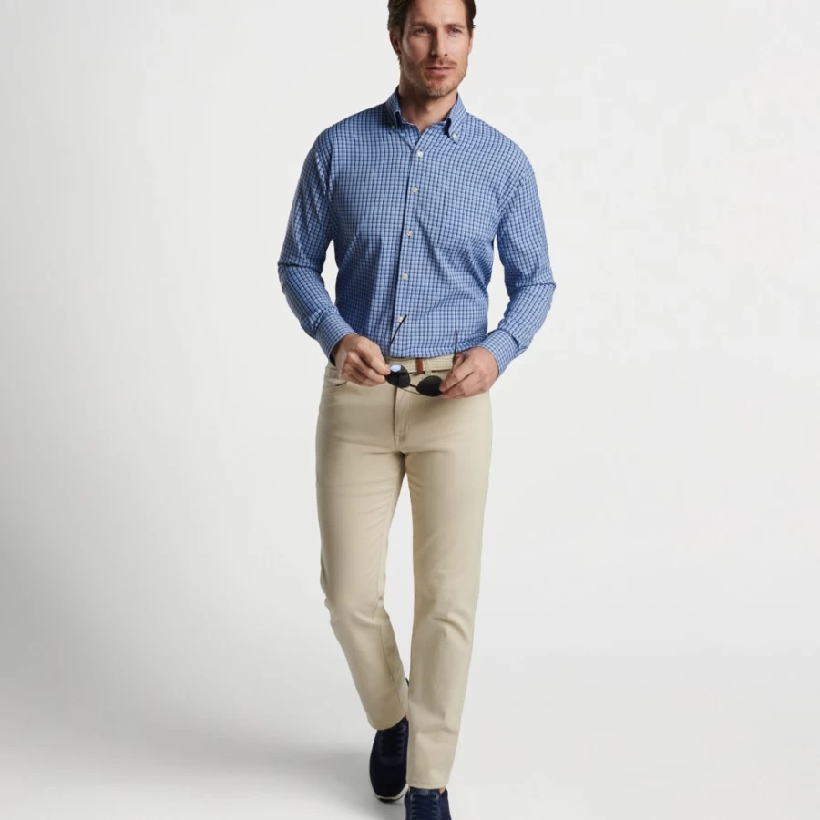 Peter Millar Men's Ashbury Performance Twill Sport Shirt - Moisture Wicking Golf & Casual Button-Down